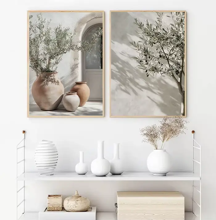 Affiche de paysage rétro méditerranéen et grèce
