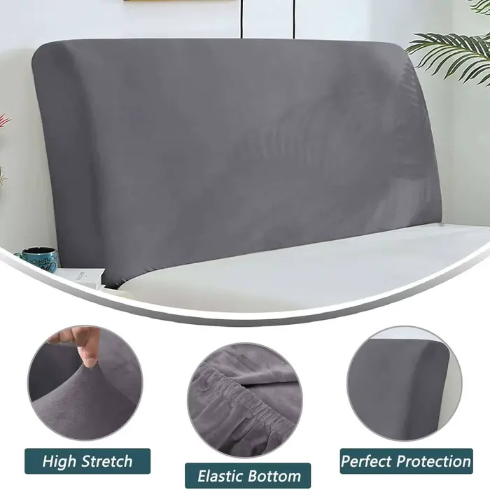 Housse de tête de lit en velours, Design tout compris, couleur unie, Protection élastique, housse de