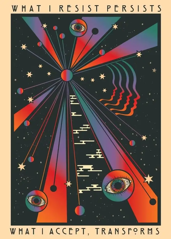 Peinture sur toile rétro bohème psychédélique des années 70, affiche avec citations inspirantes, méd