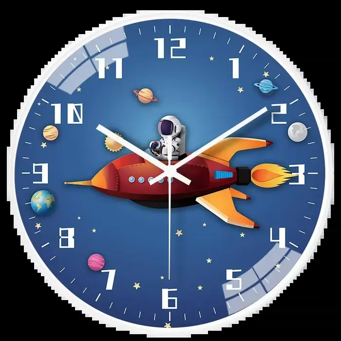 Astronaute créatif horloge murale pour enfants salon maison chambre horloge chambre d'enfants dessin