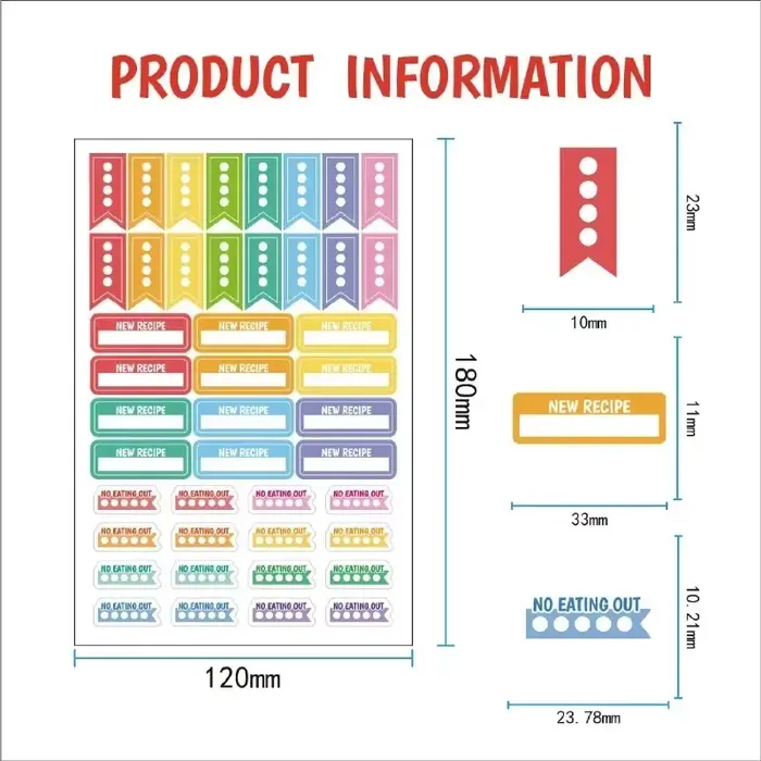 Autocollants de planification des aliments, papeterie de décoration, livre, nourriture quotidienne et Shopping pour plans, calendriers, Journal