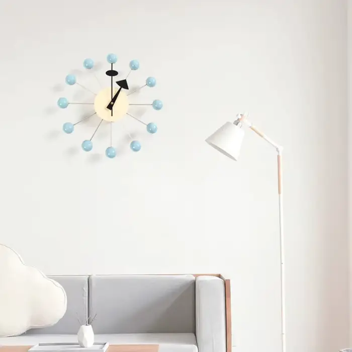 Horloge murale en bois à boule ronde silencieuse