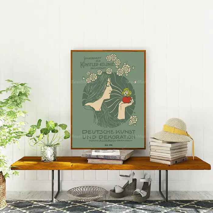 Ensemble d'affiches Art Nouveau de 3 imprimés de décoration féminine de Style rétro