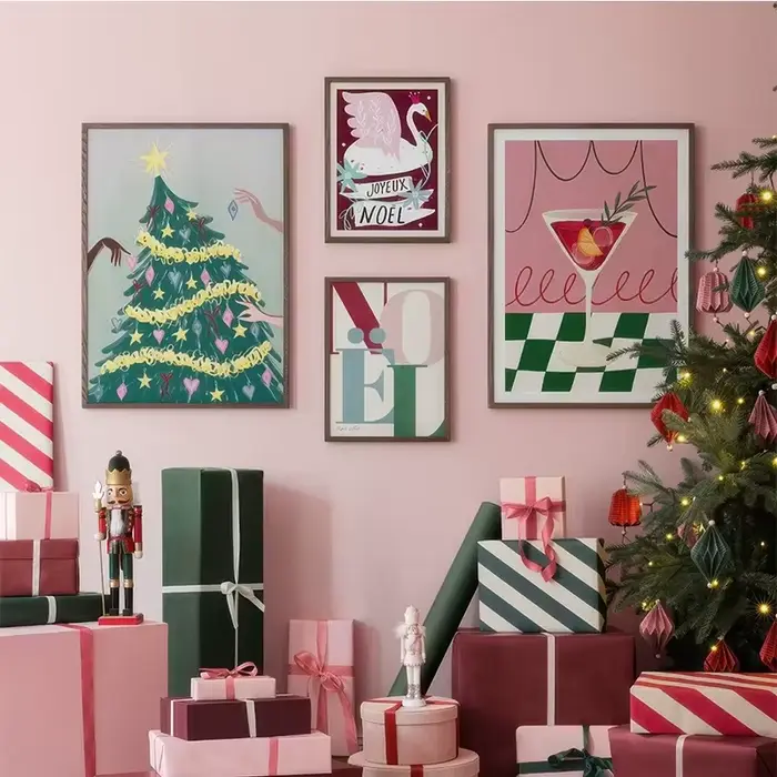 Affiche de décoration de boule d'arbre de noël