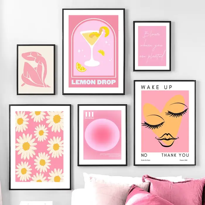 Affiches sur toile de Matisse pour décor de salon, peinture murale, galerie, impressions d'art, femme, cuir chevelu, fleur, clics, ange, numéro, rose