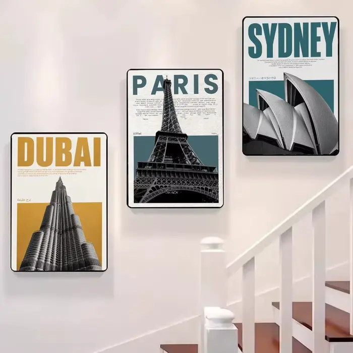 Tableaux d'art mural sur toile : Sites emblématiques de Paris et de Dubaï
