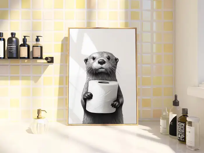 Affiche de loutre, affiche de salle de bain d'animal