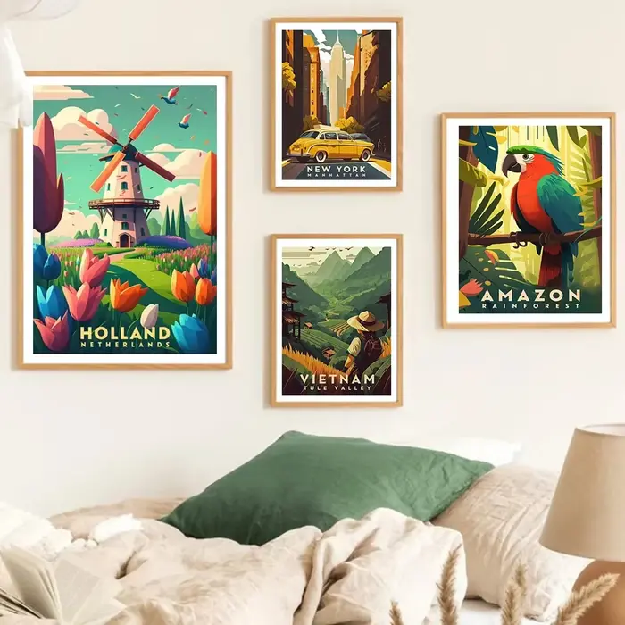 Affiches imprimées de villes de voyage mondiales