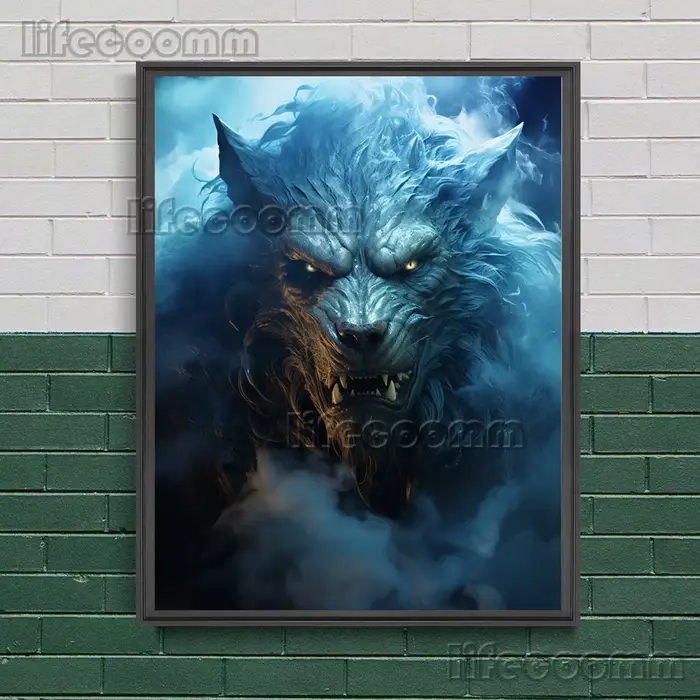 Cerf, loup-garou, chien, Rat, Art mural fantaisie, peinture sur toile, Art Animal mystérieux gothiqu