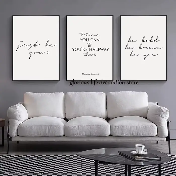 Impression sur toile avec phrases d'énergie positives