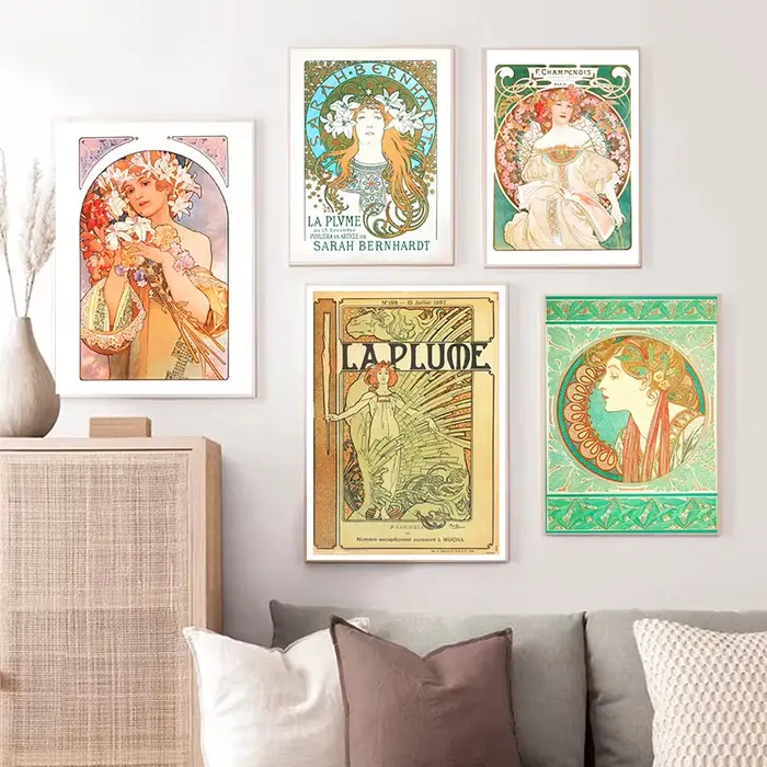 Alphonse Mucha – peinture sur toile Vintage pour femme