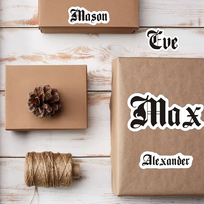Autocollants de texte personnalisés pour étiquette de nom personnalisée, autocollant de tasse pour ordinateur portable, autocollant de sac cadeau, Promotion pour petites entreprises, décor de fête, 3