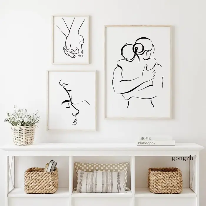 Affiches de ligne de Couple d'amour romantique