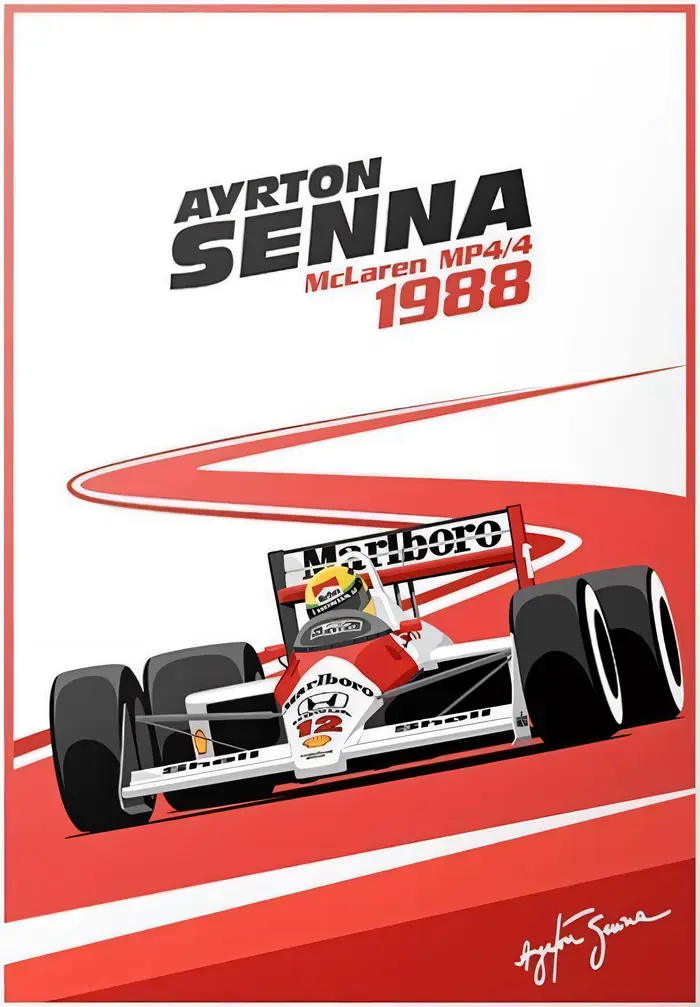 Ayrton Senna McLaren MP4/4 1988 voiture de course en métal étain signe affiche en aluminium mur Art 