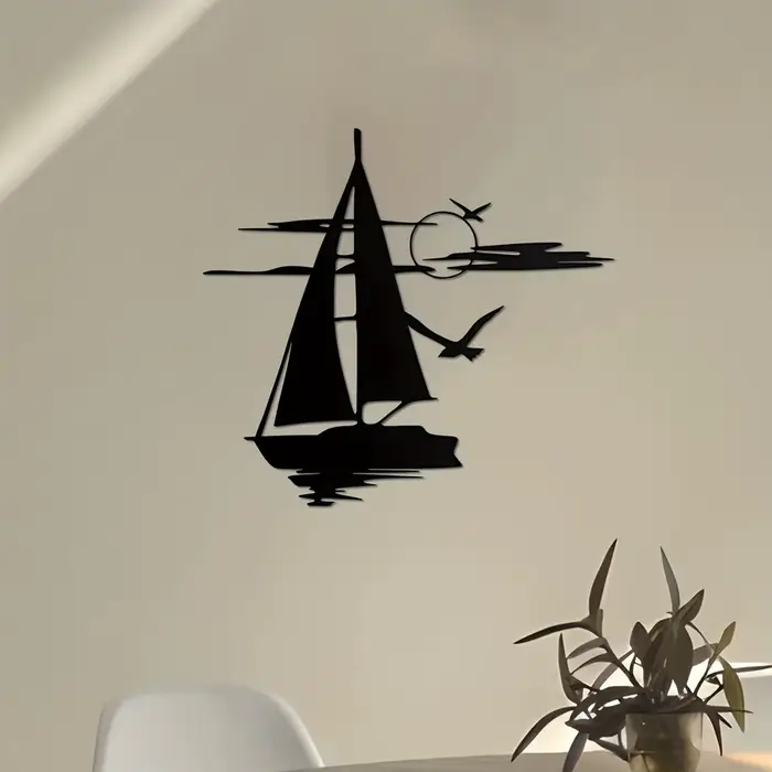 Autocollant mural artistique en forme de bateau flottant, adapté à la décoration des salons, des chambres à coucher et des salles à manger avec murs artistiques