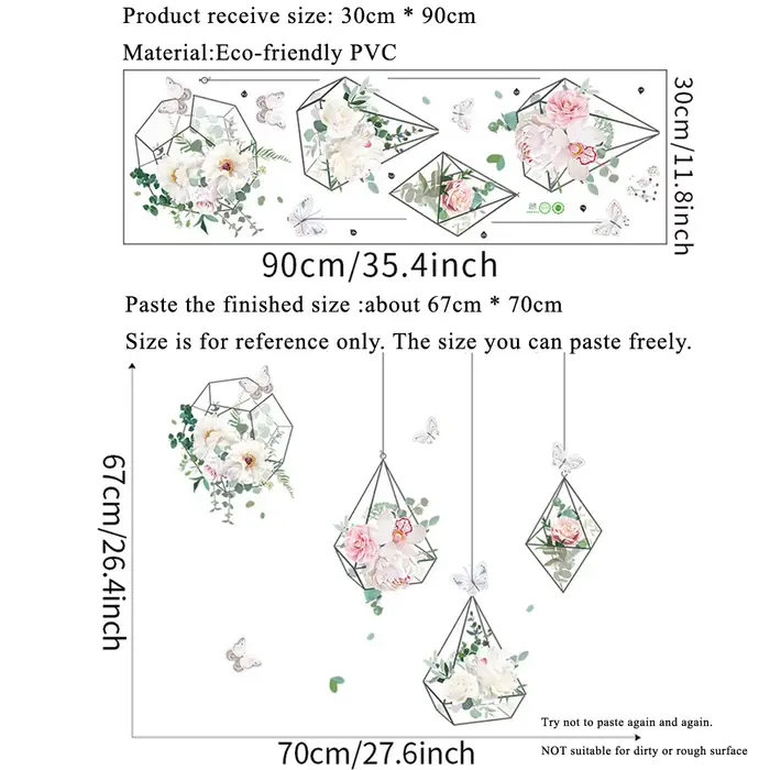 Autocollant Mural panier suspendu fleurs fraîches