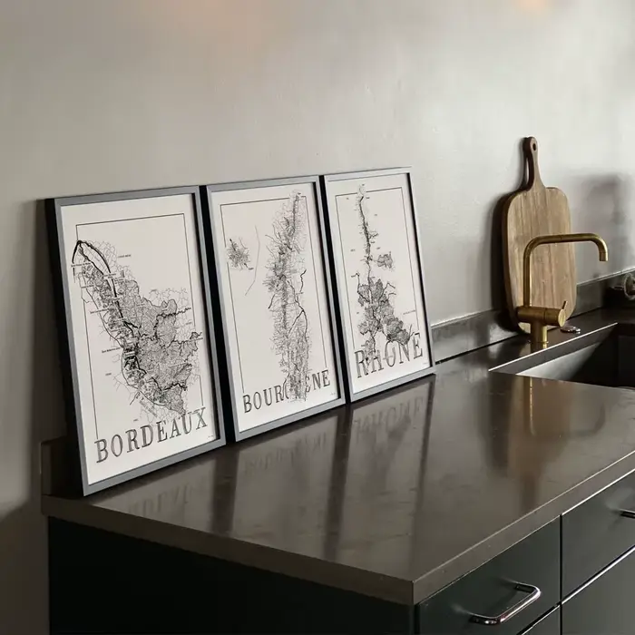 Carte de champagne rétro noir et blanc