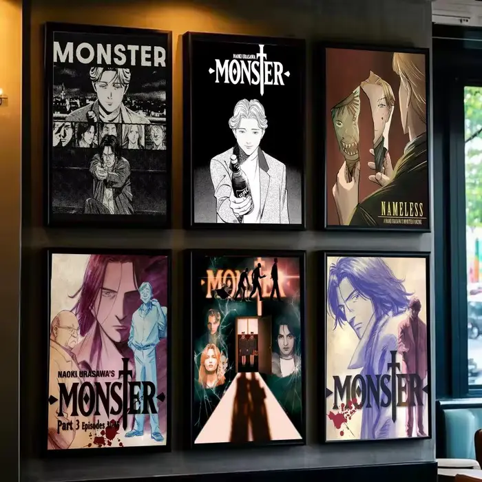 Peinture de monstre n-naoki Urasawa, calligraphie, affiches murales sur toile, Art de fête pour décoration de chambre, décor mural esthétique