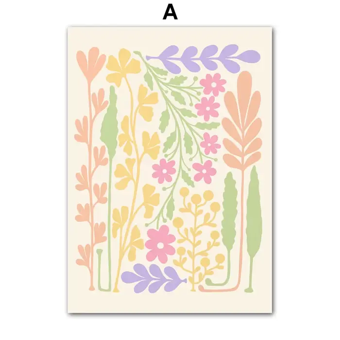 Toile d'art mural avec fleurs fraîches, soleil, arc-en-ciel, peinture sur toile, affiche nordique et