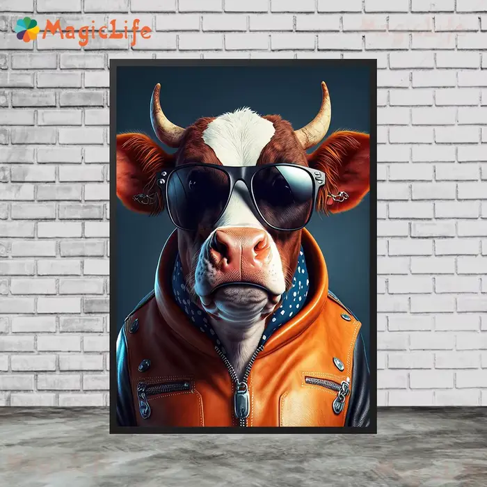 Cool Cow Like A Human Art Poster