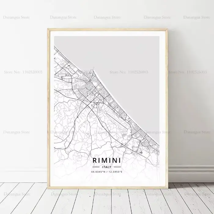 Lecce italie Milan Naples Padua Palermo Rimini carte Illustration toile peinture murale chambre déco