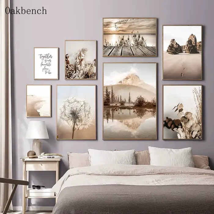 Toile d'art de paysage de montagne et de mer