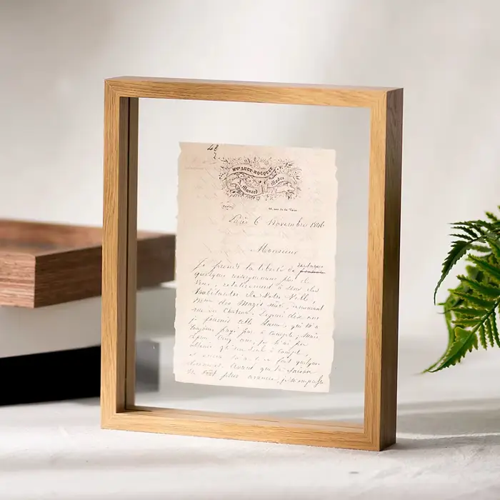 Cadre d'échantillon en bois avec cadre Photo en verre véritable