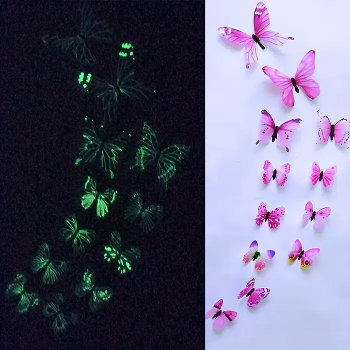 Autocollant mural créatif papillon lumineux 3D
