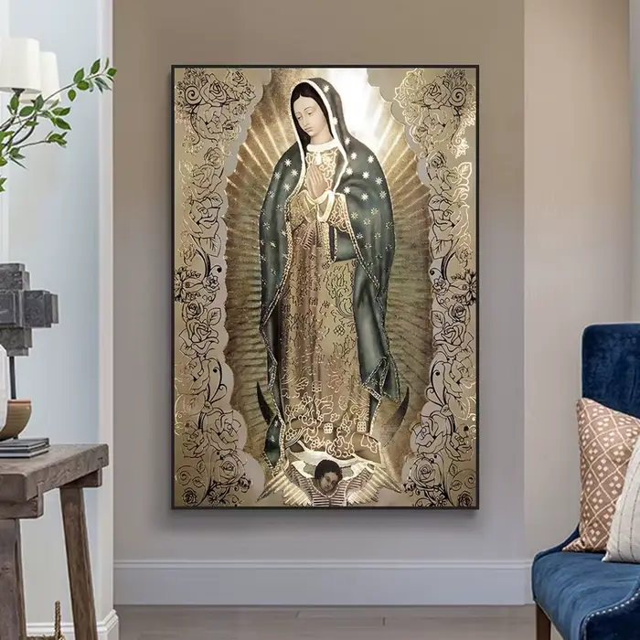 Peinture sur toile murale rétro de la Vierge de Guadalupe