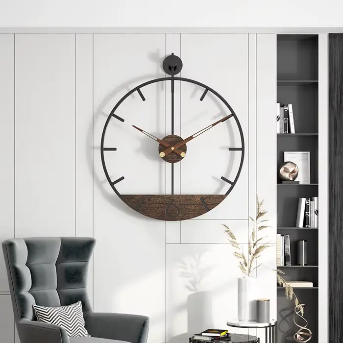 60cm Wood Large Wall Clock for Living Room Nordic 3d Silent Clocks