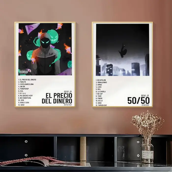 Affiche sur toile de calligraphie et peinture d'album du rappeur B-Beny Jr