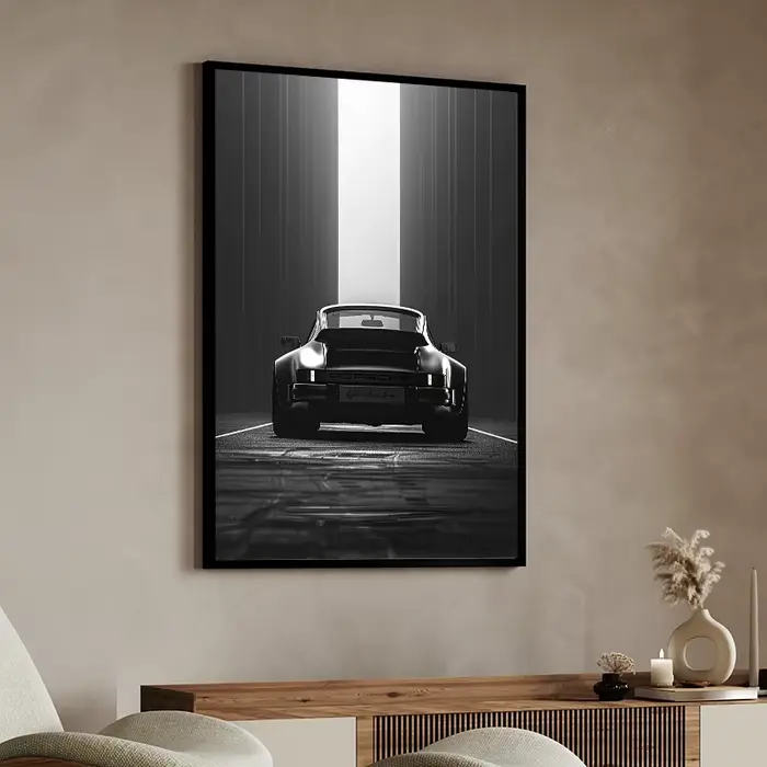 Affiche d'art de voiture de luxe noir et blanc