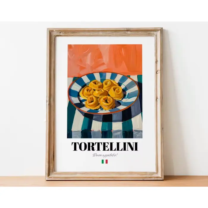 Affiche colorée de nourriture italienne, Dessert et boisson, peinture sur toile culinaire italienne,