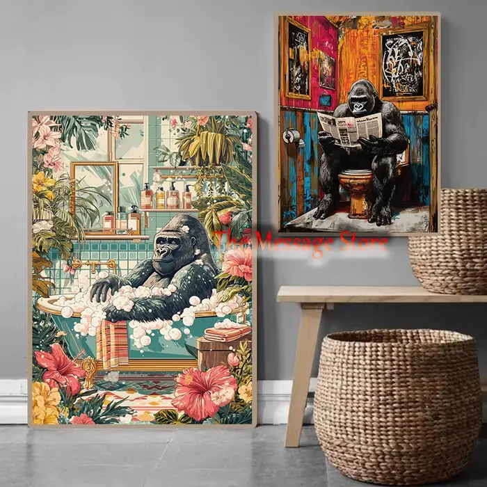 Gorille dans le bain moussant Boho Jungle salle