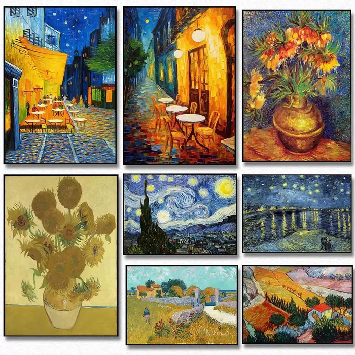 Peintures de Vincent van Gogh, impression HD, fleurs d'amande, la nuit étoilée, tournesols, affiche abstraite, peinture diamant, décoration murale