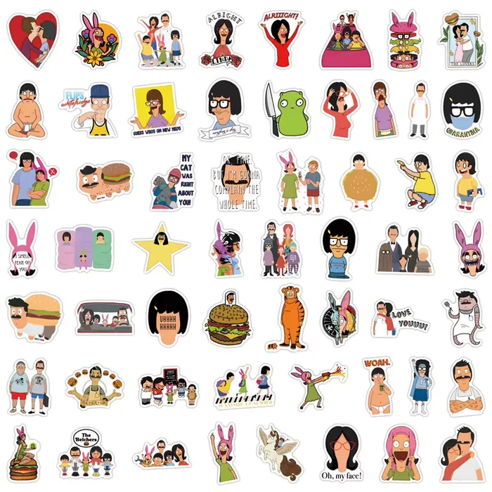 10/30/55/110PCSC dessin animé Bobs hamburgers autocollant drôle Graffiti étanche décalcomanie enfants jouet bricolage Skateboard ordinateur portable autocollant