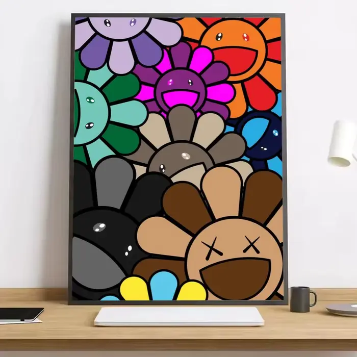 Affiche sur toile HD, peinture de fleurs, calligraphie, Art M-Murakami T-Takashi, décoration esthéti