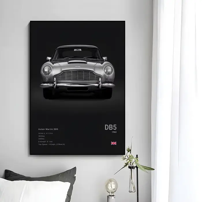 Affiche murale de voiture de sport de luxe britannique A-Aston M-Martin
