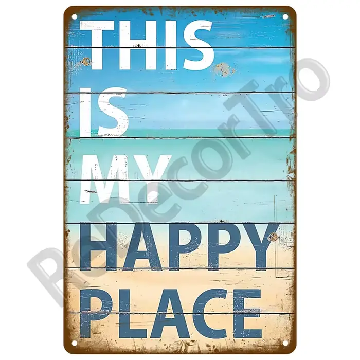 Panneaux métalliques Vintage de plage d'été, affiche de paysage de ville célèbre, plaque en étain, d