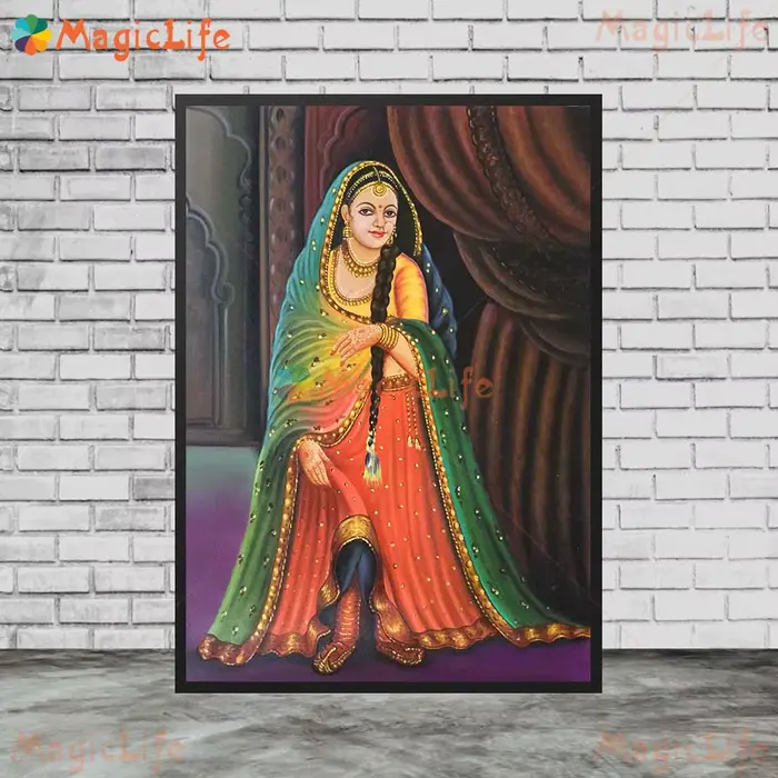 Images murales ethniques de princesse du Rajasthan indien