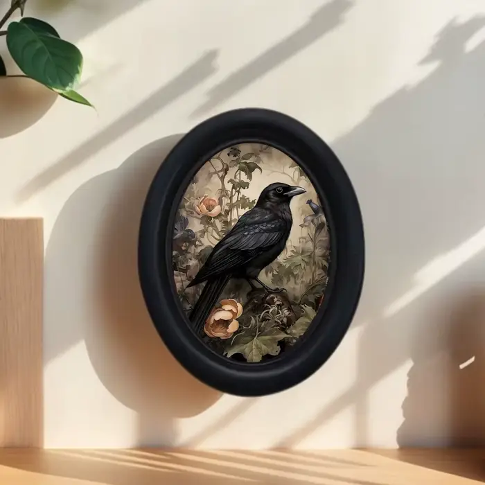1 pièce, corbeau floral 3D Art mural animal rétro - Décoration en bois (525 * 4