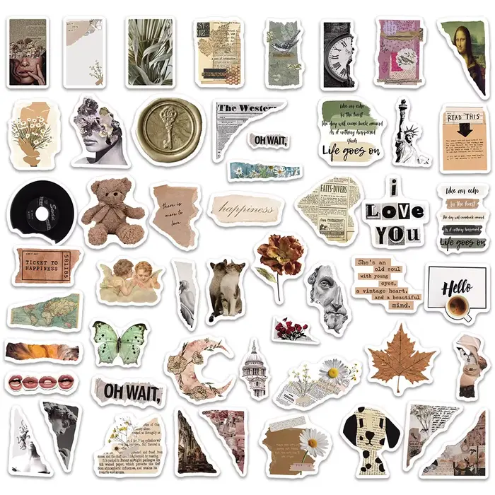 Autocollants Vintage Rétro Vsco Graffiti Esthétique Ins Vinyle Stickers Papeterie Cahier JESticker Jouet Enfants Cadeau