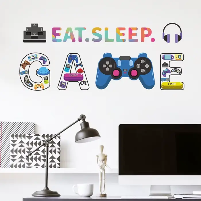1 pièces autocollants muraux Gamer venir sur chambre salon électrique garçon jouer jeu dessin animé Stickers
