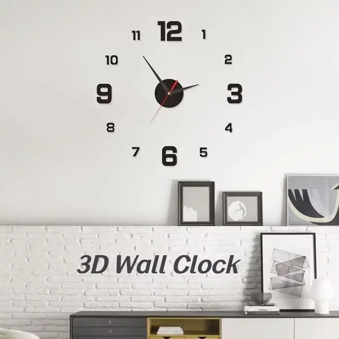 Horloge murale 3D lumineuse sans cadre, horloge numérique autocollante, silencieuse, pour bureau, dé