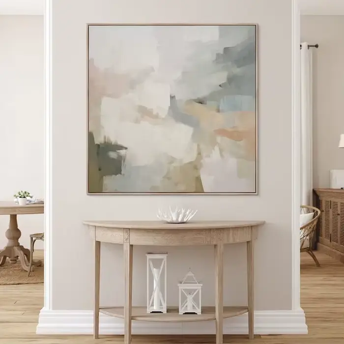 Peinture sur toile abstraite contemporaine beige neutre