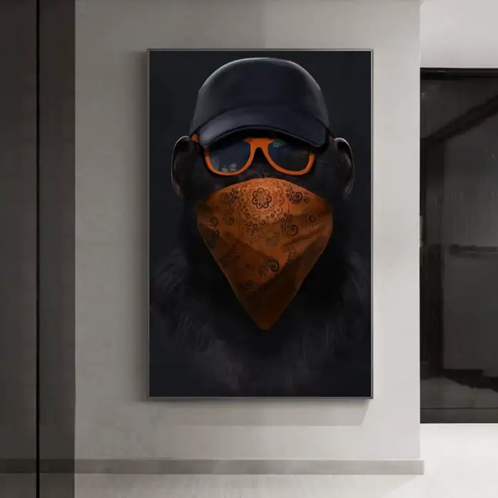 Trois Noir Orang-outan POP Mur Art Toile Affiche Singe Maison Décoration Peinture À L'huile Murale Photo Imprimé Oeuvre