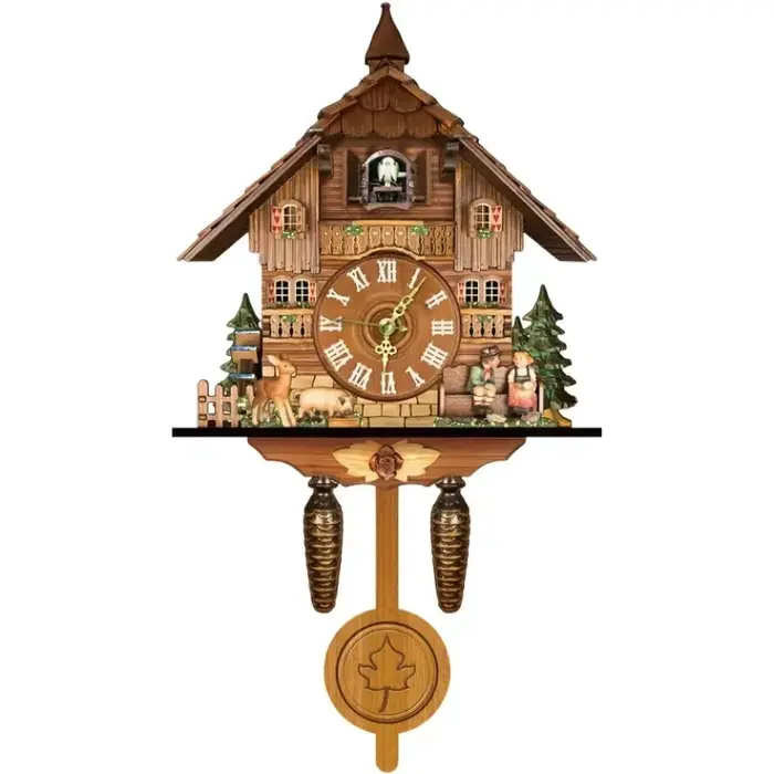 Grande horloge coucou en bois faite à la main