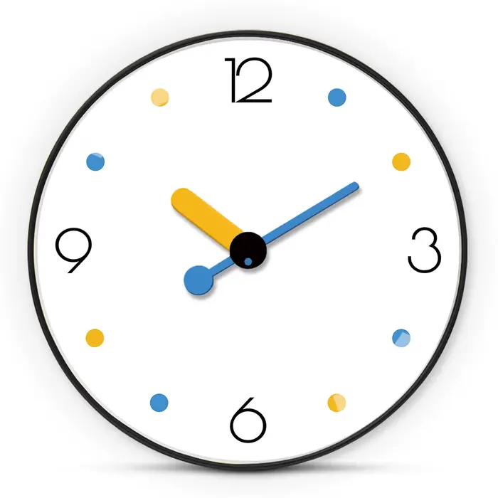 1 Horloge murale colorée simple et mignonne, horloge murale ronde silencieuse sans tic-tac de 8 à 12