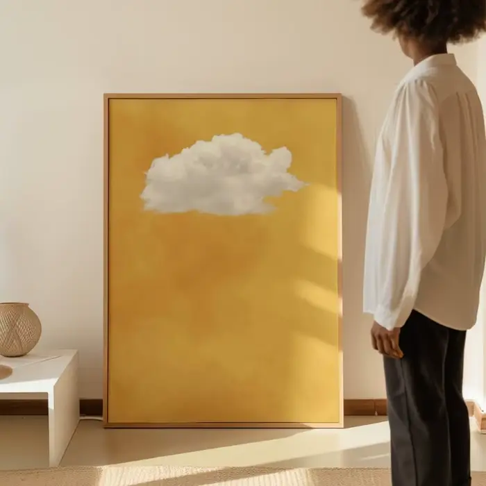 Impression d'art mural de nuage jaune sans cadre