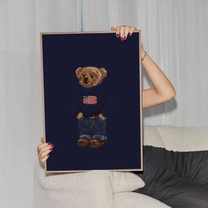 Affiche d'art autocollante PC Fashion Bear PPolo, impressions sur papier blanc, affiches, œuvres d'a